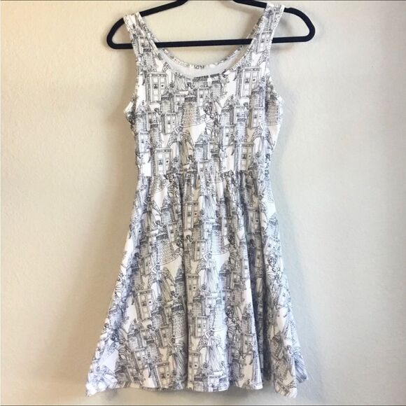 BBC Dr Who fit and flare dress with Weeping Angels, Cybermen and The Tardis - Picture 1 of 4
